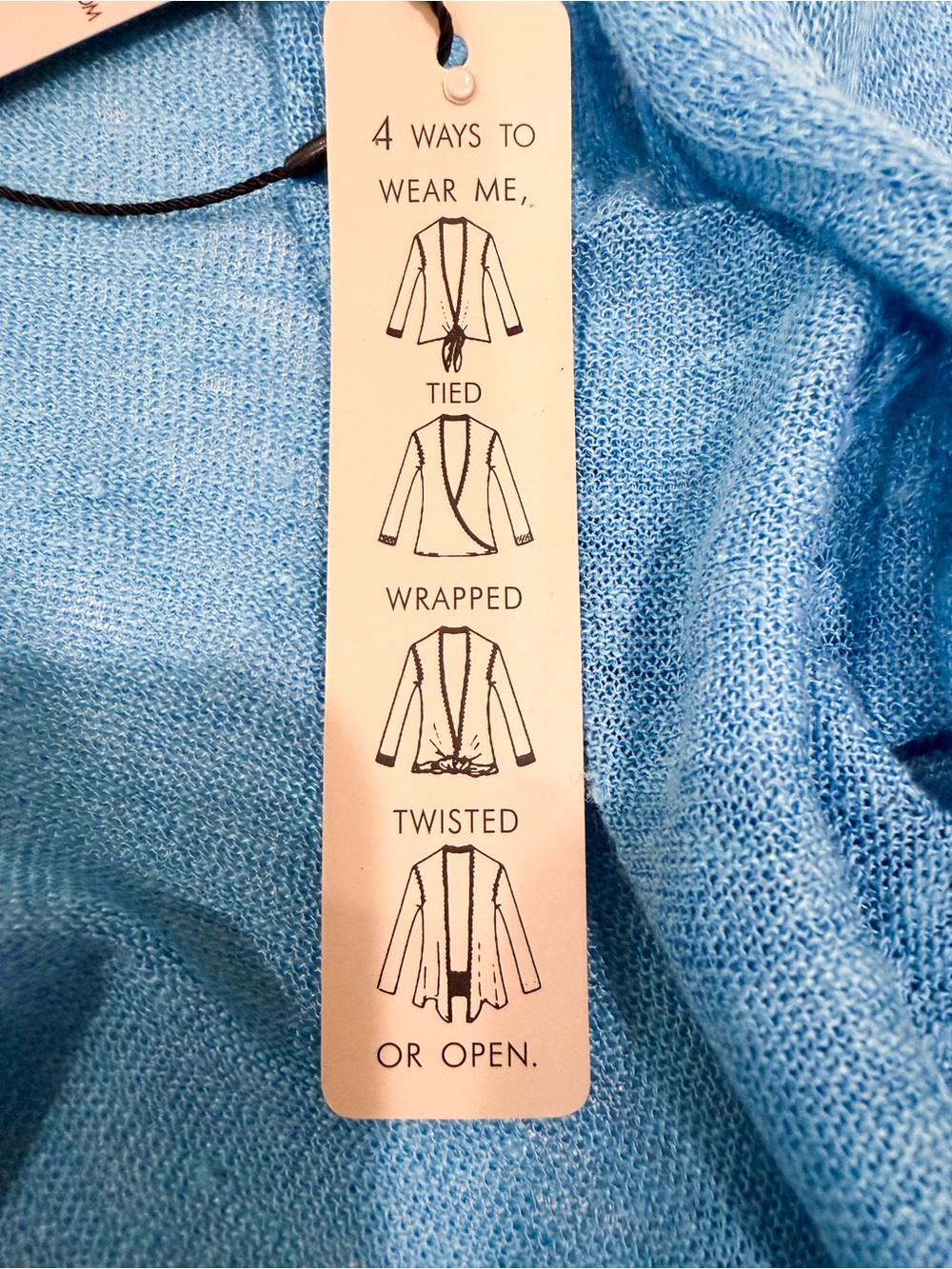 NIC+ZOE Lightweight 4 Way Slub Knit Linen Blend 3/4 Sleeve Cardigan Blue M NWT - Picture 15 of 16